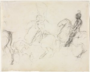 Scena di battaglia con figure corazzate a cavallo (recto) da Edgar Degas