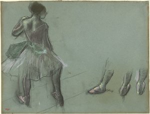 Ballerina vista da dietro e tre studi di piedi da Edgar Degas