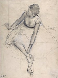 Ballerina che si aggiusta la scarpa. Disegno di Edgar Degas (1834-1917)