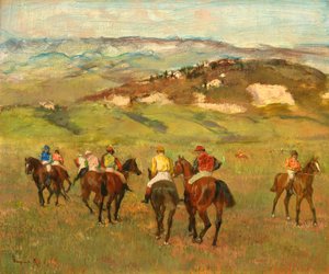 Fantini a cavallo davanti a colline lontane da Edgar Degas