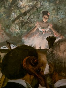 I Musicisti (dettaglio). 1872-1873, ripreso intorno al 1874-1876. Olio su tela da Edgar Degas