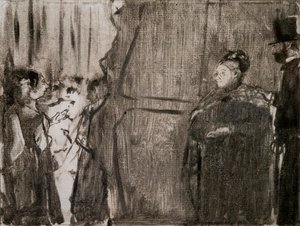 Incontro tra Ludivic Halevy e Madame Cardinal dietro le quinte. Intorno al 1876-1877