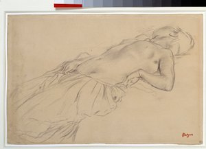 Donna nuda sdraiata sulla schiena (studio per 