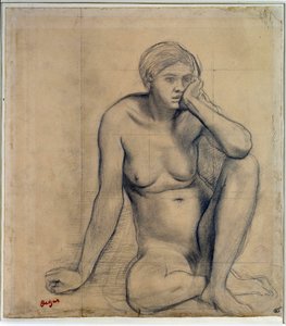 Donna nuda seduta. Studio per "Scena di guerra nel Medioevo". Disegno di Edgar Degas (1834-1917)