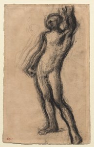 Uomo nudo in piedi, con la mano sinistra alzata, c1900 da Edgar Degas