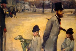 Place de la Concorde, Visconte Lepic e le sue figlie attraversano Place de la Concorde, 1875 da Edgar Degas