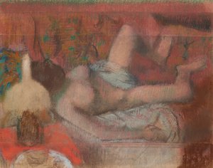 Donna nuda sdraiata, 1888-90 circa (pastello su monotipo su carta)