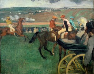 Il campo di corsa, fantini dilettanti vicino a una carrozza