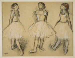Tre studi di una ballerina in quarta posizione da Edgar Degas