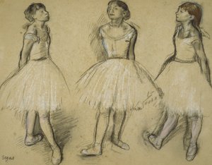 Tre studi di una ballerina in quarta posizione, 1879-80 da Edgar Degas