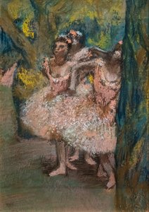 Tre ballerine in gonne color salmone da Edgar Degas