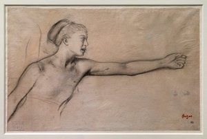 Giovane ragazza spartana (studio per "Piccole ragazze spartane che provocano i ragazzi"). Intorno al 1860-1862. Matita nera, grafite, sfumature su carta da lucido da Edgar Degas