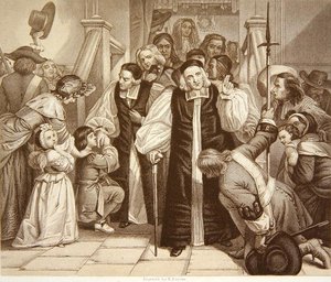 Il rilascio di sette vescovi dopo il loro processo nella Westminster Hall, 29 giugno 1688, inciso da H.Bourne da Edgar Melville (after) Ward