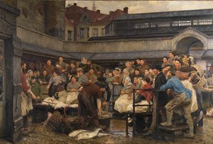 Il Vecchio Mercato del Pesce ad Anversa nel 1882 da Edgard Farasyn