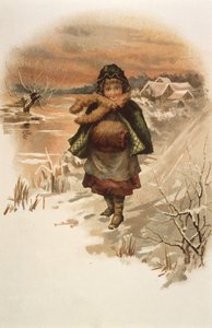 Ragazza su una strada innevata, illustrazione da Dove vivono i gigli da Edith S. Berkeley