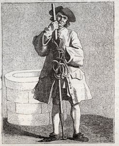 Le cureur de puits - Petit métier di Parigi (Études prises dans le bas Peuple, ou les Cris de Paris) - incisione di Edme Bouchardon (1698-1762) da Edmé Bouchardon