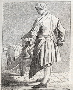 Il venditore di aceto - Piccolo mestiere di Parigi - incisione di Edme Bouchardon