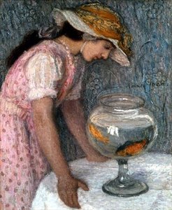 Ragazza con un pesce rosso
