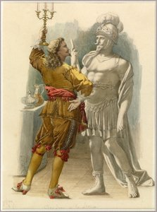 Ritratto di Dom Juan e della statua, 1870 circa (acquerello) da Edmond Aime Florentin Geffroy