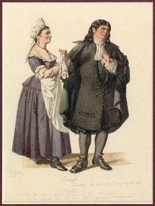 Ritratto di Dorine e Tartuffe, 1870 circa (acquerello) da Edmond Aime Florentin Geffroy
