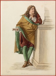 Ritratto di Moliere, 1870 circa (acquerello) da Edmond Aime Florentin Geffroy