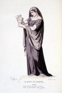Il personaggio di Cornelie nella pièce teatrale La mort de Pompee - Teatro completo: (Compendio di opere di Corneille) disegno di Geffroy, incisione di Colin - ed. Laplace, Sanchez et Cie, Parigi 1884 da Edmond Aime Florentin Geffroy