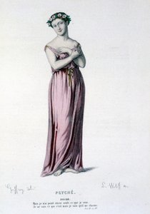 Il personaggio di Psyche nella tragi commedia e balletto Psyche, Moliere et Corneille - Teatro completo: (Collezione di opere di Corneille) disegno di Geffroy, incisione di L. Wolff - ed. Laplace, Sanchez et Cie, Parigi 1884 da Edmond Aime Florentin Geffroy