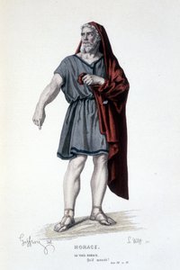 Il personaggio del vecchio Orazio nella tragedia Orazio - Teatro Completo: (Collezione di opere di Corneille) disegno di Geffroy, incisione di L. Wolff - ed. Laplace, Sanchez et Cie, Parigi 1884 da Edmond Aime Florentin Geffroy