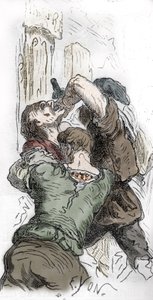 Peste Nera: massacro degli ebrei, 1348, illustrazione da "Histoire-populaire-de-France" di Charles Lahure, 1866 da Edmond Charles Yon