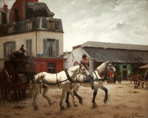 Una fermata della carrozza a Place de Passy da Edmond Georges Grandjean