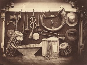Natura morta di strumenti musicali, c. 1863 (foto) da Edmond Lebel