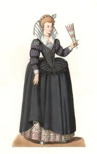 Donna francese sotto il regno di Enrico III (1551-1589) - Litografia basata su un