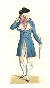 Giovane francese nato nella moda degli Incredibili del XVIII secolo, dopo un dipinto di Carle Vernet (1758-1836) - Litografia da un