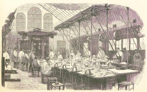 Orafi al lavoro nella fabbrica di posate Christophle a Parigi, pub. 1875