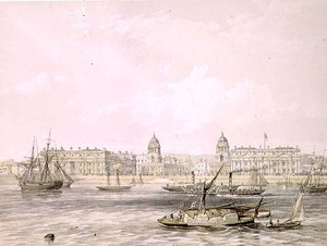 Ospedale di Greenwich, inciso da Thomas Picken (fl.1838-d.1870), pub. 1852 da Lloyd Bros. & Co. (litografia) da Edmund (after) Walker