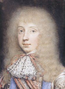 Ritratto di Edward Stuart, busto con capelli fluenti e cravatta di pizzo da Edmund Ashfield