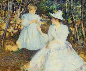Madre e figlio nei boschi di pini da Edmund Charles Tarbell