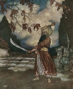 Barbablù: Il terrificante Barbablù ha la barba così nera che sembra blu, c.1910 da Edmund Dulac