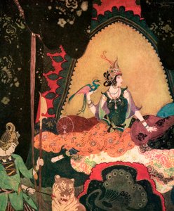Layla che tiene un uccello di Edmund Dulac da Edmund Dulac