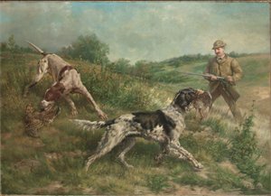 Caccia in un paesaggio collinare