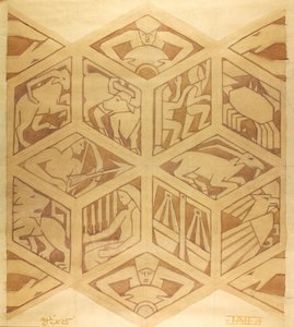 Segni zodiacali - Art Deco, aprile 1934 (guazzo su carta) da Edmund Hunter