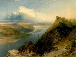 Castello di Arundel, West Sussex, e torrente, 1855