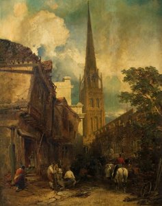 Bayley Lane, con Drapers Hall e Chiesa di San Michele, Coventry, 1851 da Edmund John Niemann