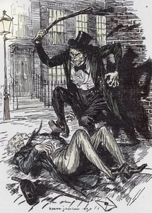 Mr Hyde assassina Sir Danvers Carew. Illustrazione di Edmund Joseph Sullivan (1869-1933) per il romanzo 