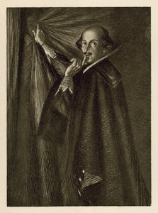William Shakespeare che tiene il sipario e ci dice di fare silenzio da Edmund Joseph Sullivan