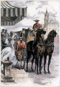 Signora che esce durante 