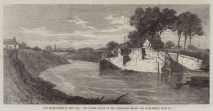 Le inondazioni nelle Fens, la chiusa soffiata al Marshland Drain da Edmund Morison Wimperis