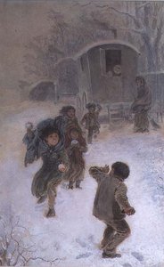 Bambini Zingari che Giocano a Palle di Neve da Edmund Richard White