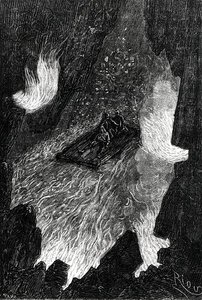 La zattera ondulata sulle onde di lava, illustrazione da 
