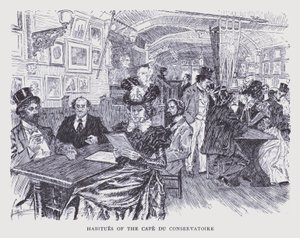 Parigi bohémien: abitudini del Café du Conservatoire (litografia)